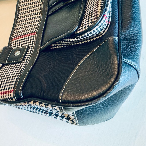 Equestrian Houndstooth Satchel Horsebit Print Black Faux Leather Chaps Handbag - Picture 14 of 14